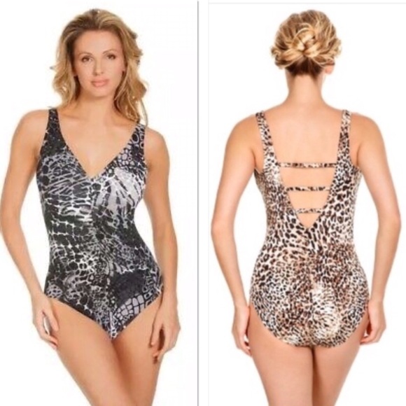Aqua Green Animal Print One PC Swimsuit Size S. P/A1141/5 - Picture 1 of 7